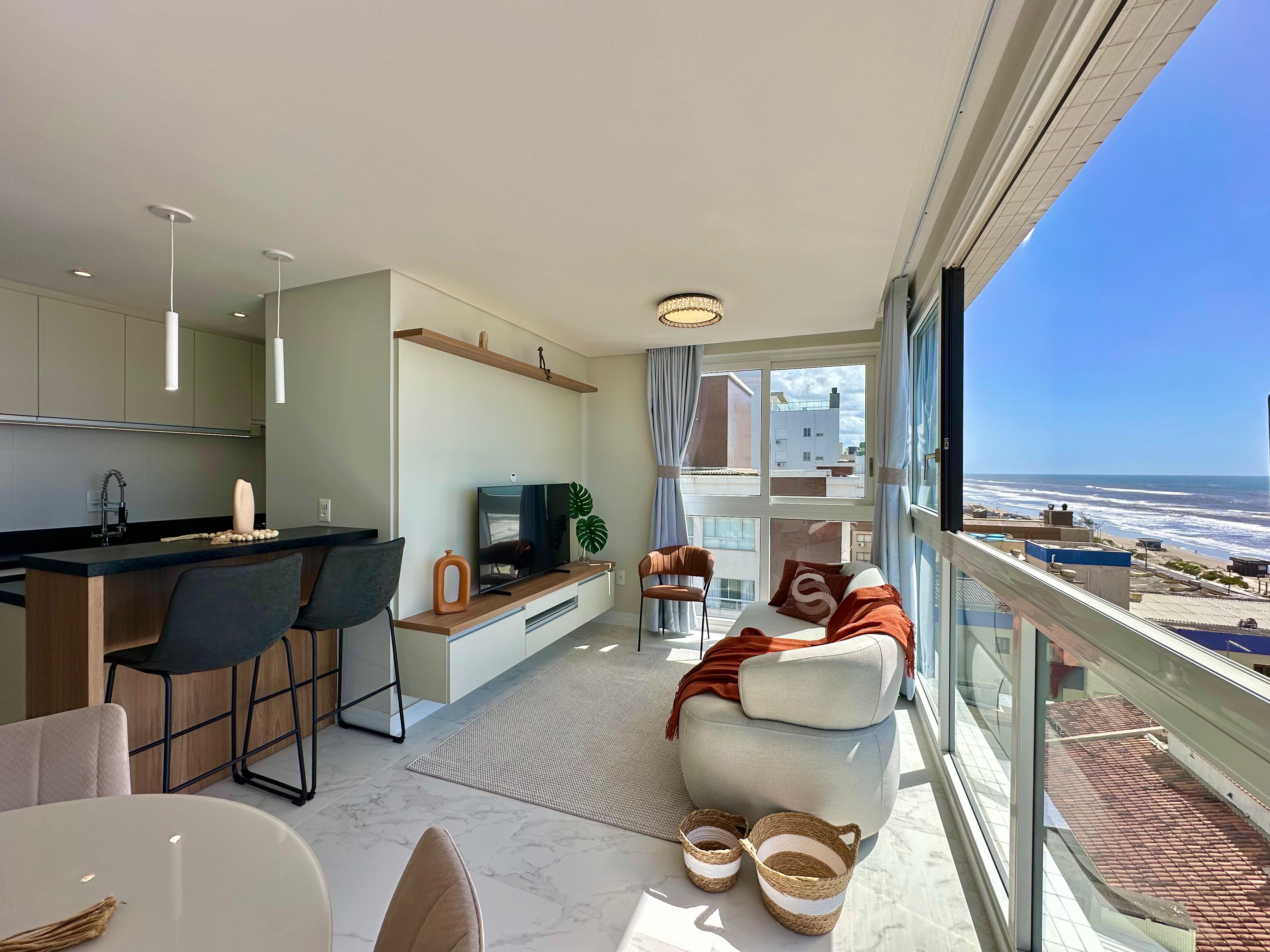 APARTAMENTO ALTO PADRÃO COM VISTA MAR! MOBILIADO E DECORADO