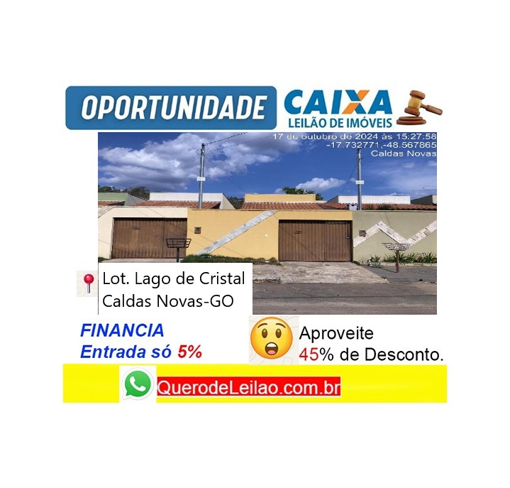 Casa - Venda, Residencial Lago de Cristal, Caldas Novas, GO