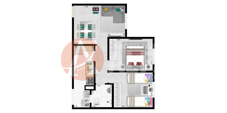 Apartamento à venda com 2 quartos, 45m² - Foto 3