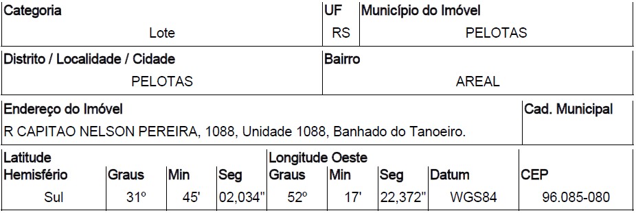 Excelente custo-benefício — Terreno no Areal, Pelotas - RS, Nº 1088